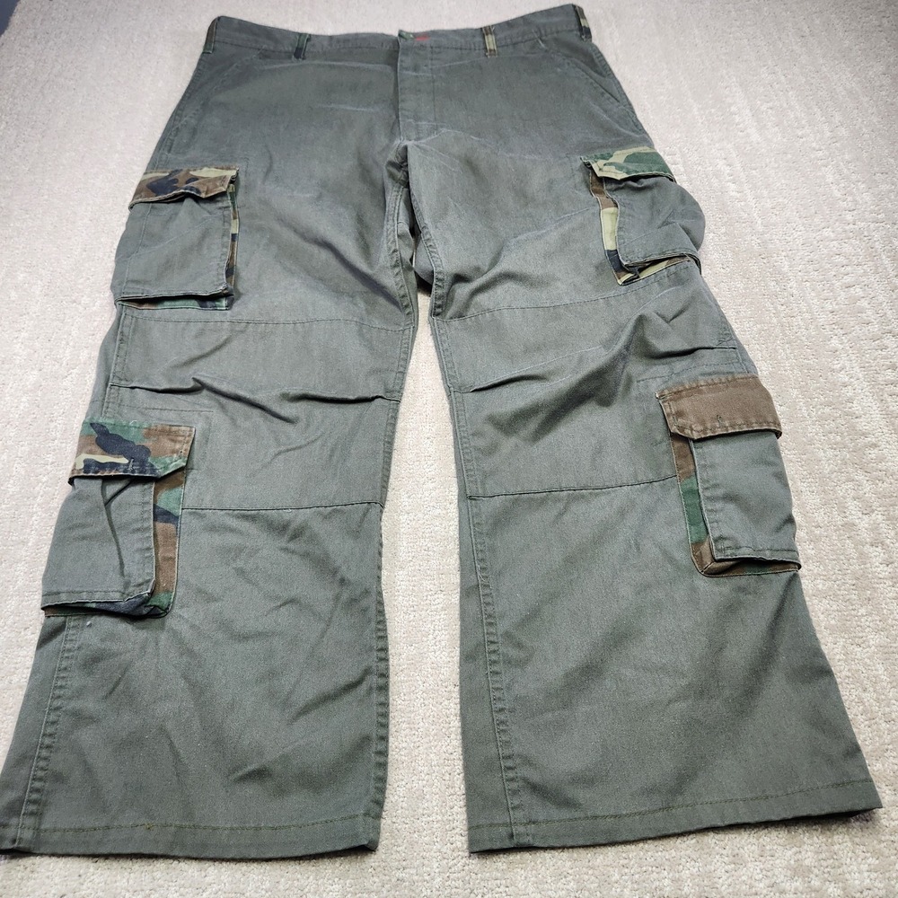 Camo Cargo Pants Men Large Rothco Bdu Paratrooper Green Baggy Gusset Military